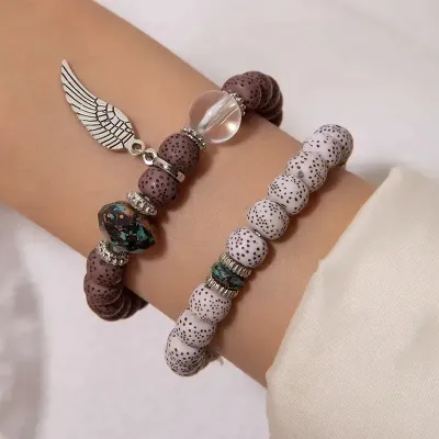Multilayered Beaded Tassel Bracelet (2 pc)